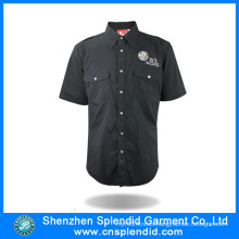 Custom Man Shirt Factory Black Short Sleeve Shirt for Work